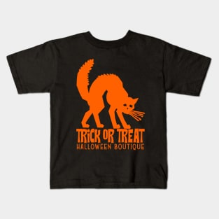 Trick or Treat Black Cat - Orange Kids T-Shirt